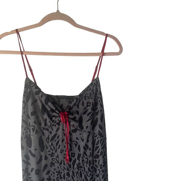 Jones New York Large Black Animal Print Vampire Goth Night Gown Maxi Slip Dress - Picture 2 of 10